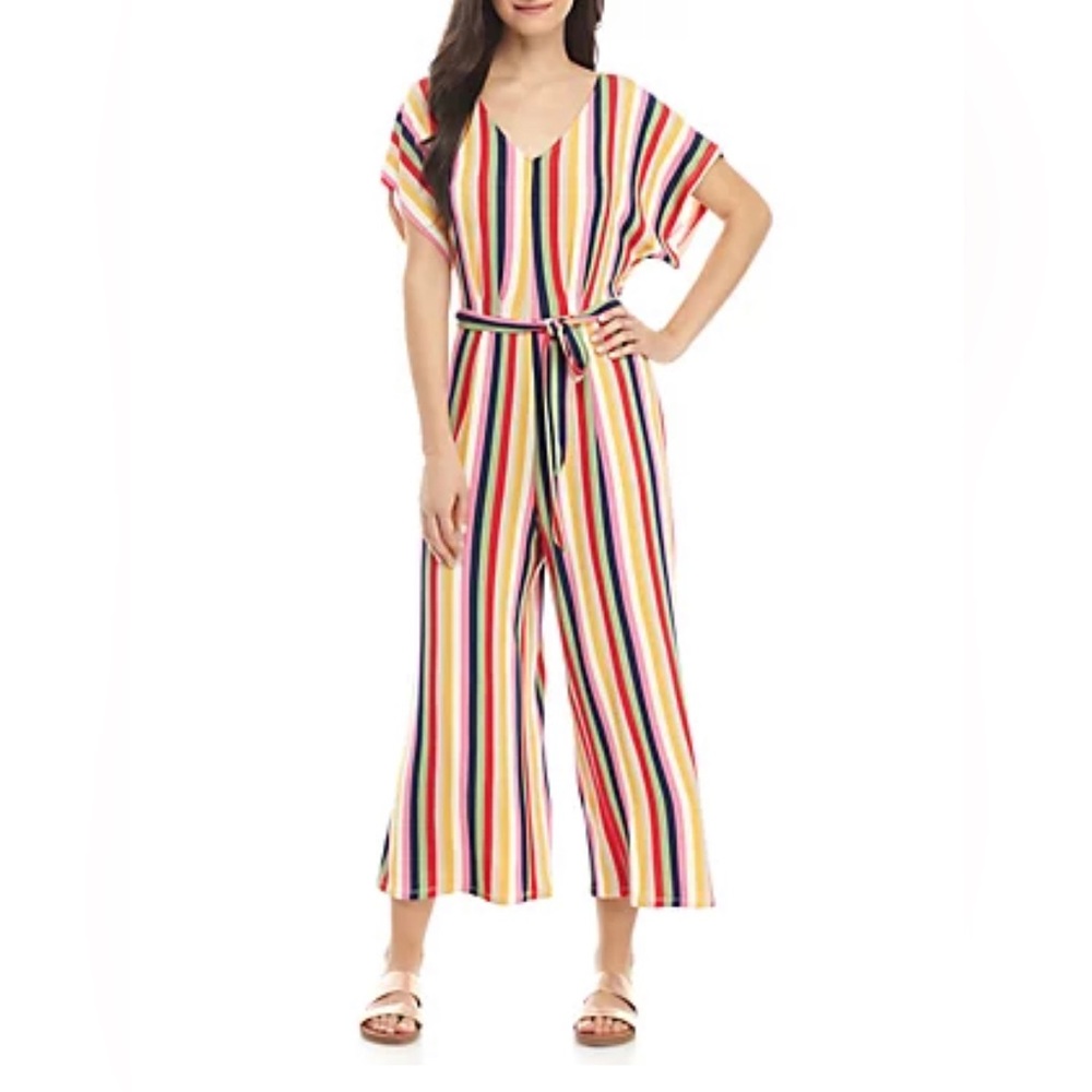 Speechless Striped Jumpsuit Size Large